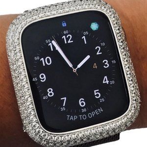 Bling Apple Watch Series 7/8 Silver Bezel Face Case Cover Bumper 41/45 mm